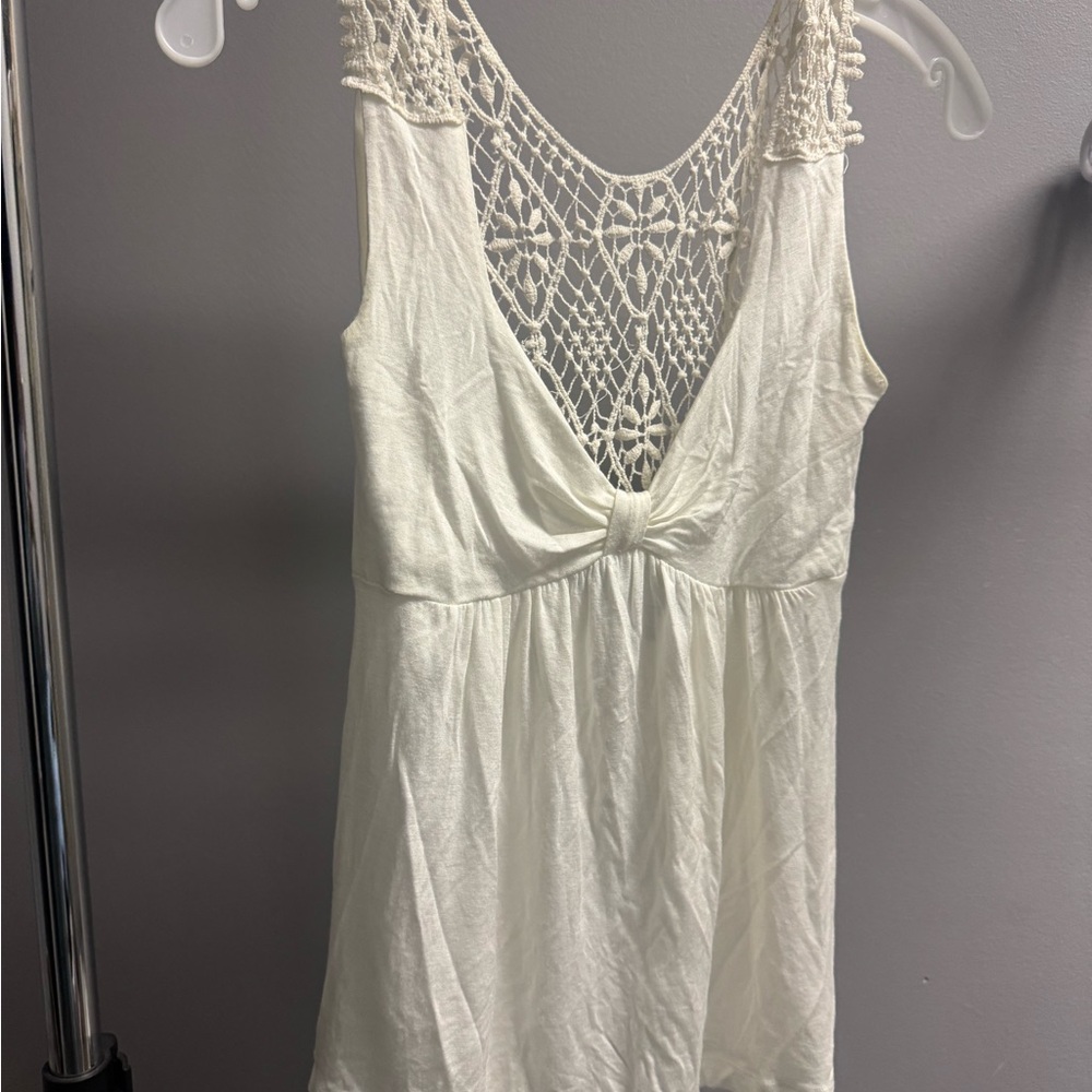 White Lace Back Sleeveless Top